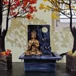 Table Top Indoor Outdoor Buddha Water Fall Fountain With Led Lights For Home Decor