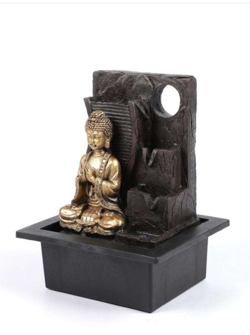 Table Top Indoor Outdoor Buddha Water Fall Fountain With Led Lights For Home Decor - Image 2