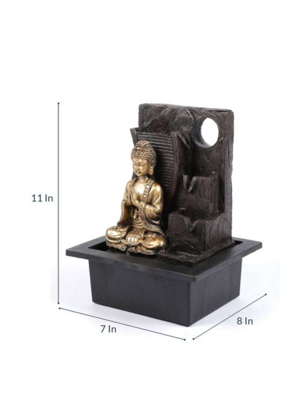 Table Top Indoor Outdoor Buddha Water Fall Fountain With Led Lights For Home Decor - Image 3