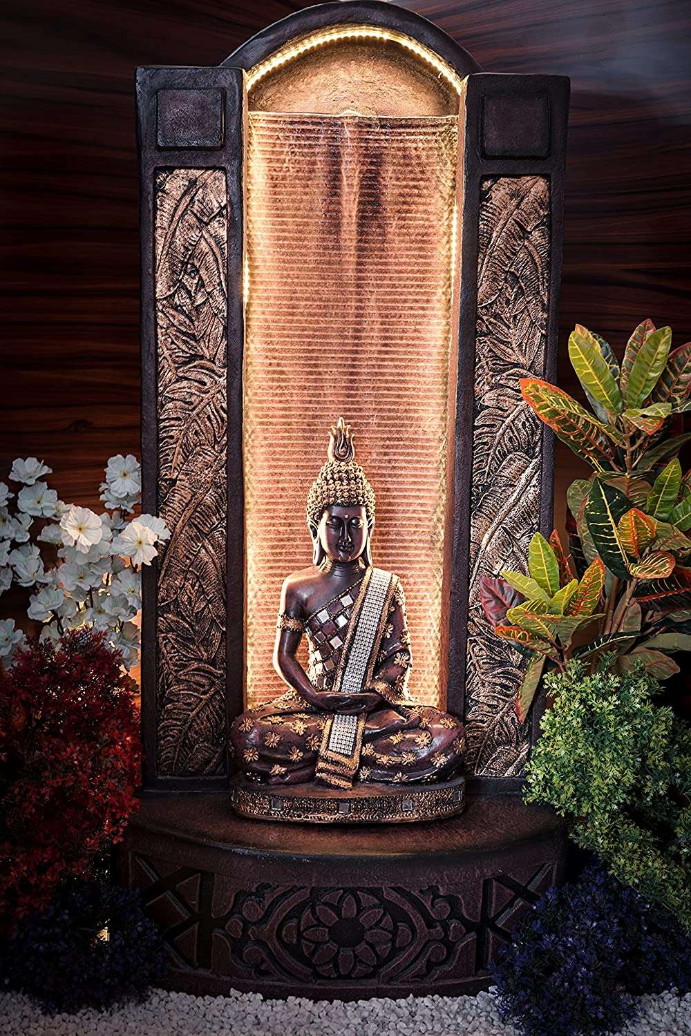 Slate Buddha 4ft Water Fountain for Home, Office, Garden Brown Color