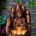 Palm Buddha Water Fountain for Home, Office, Garden