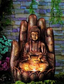 Palm Buddha Water Fountain for Home, Office, Garden