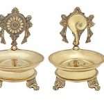 Pure Brass Shanku Chakra Table Diya Set Of 2