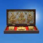 Gold Plated Lakshmi Ganesh Saraswati Yantra Gift Box