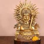 Brass Hanuman Murti With Gada Sitting Statue