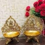 Brass Lakshmi Ganesha Decorative Urli