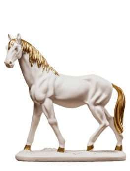 Polyresin White Horse Idol Statue Showpiece for Home Decor