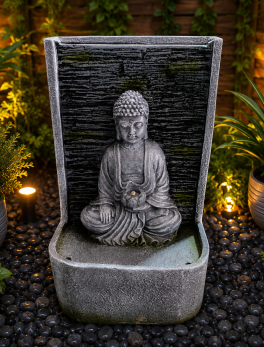 Buddha Slate Water Fountain With Light 2 Feet