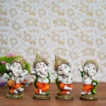 Set of 4 Lord Ganesha Dancing Avatar Decorative Showpiece