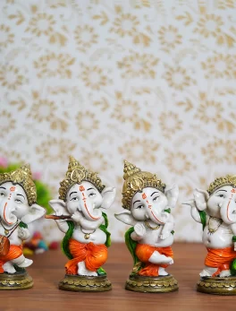 Set of 4 Lord Ganesha Dancing Avatar Decorative Showpiece