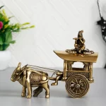 Brass Antique Finish Closed Bullock Cart Handcrafted Decorative Showpiece