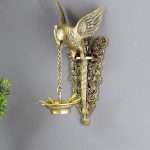 Parrot Design Brass Wall Hanging Diya