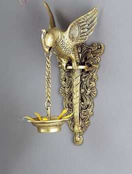 Parrot Design Brass Wall Hanging Diya