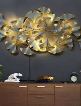 Iron White Iron Jingo Leaf Metal Wall Art
