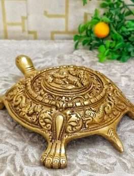 Brass Tortoise With Engraved Ganesha