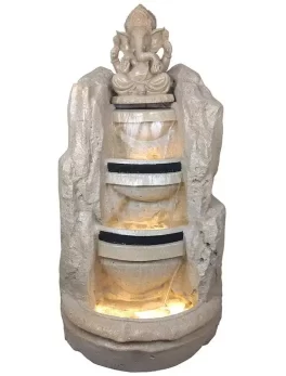 Stone Look Fiber Ganesha Fountain for Home Decor