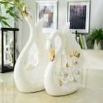 Modern Elite Swan Pair Polyresin Figure | Beautiful Home Decor (Set of 2, White)