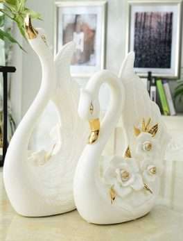 Modern Elite Swan Pair Polyresin Figure | Beautiful Home Decor (Set of 2, White)