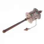 Tibetan Metal Buddhist Long Hand Held Prayer Wheel Om Mani Padme