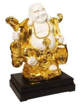 Gold Plated Feng Shui Laughing Buddha Idol 23 Inch