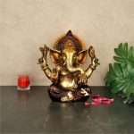 Brass Ganesha Bhagwan Idol Taj Ganesh Statue Ganpati Murti
