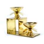 Brass Lotus Diya Oil Puja Lamp Piller Stand 2 Step Diya