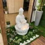 Big Lotus White Color Buddha Water Fountain For Indoor Outdoor Use