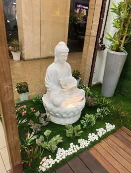 Big Lotus White Color Buddha Water Fountain For Indoor Outdoor Use