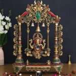 Lord Ganesha On Decorated Swing Handcrafted Brass Idol with Stone Work