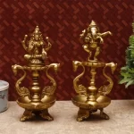 Brass Laxmi Ganesha Diya For Home Temple
