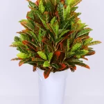 Artificial Croton Plant with Metal Pot