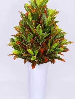 Artificial Croton Plant with Metal Pot