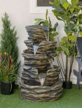 Five Level Rock Waterfall Indoor/Outdoor Fountain