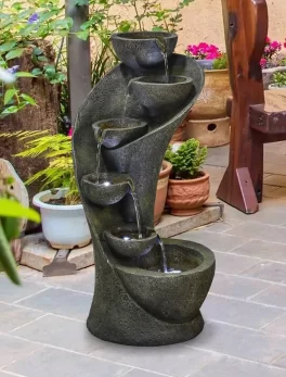 Curved Water Fountain with LED Lights