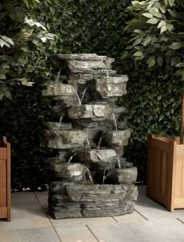 Fiber Rock Fountain with LED Lights