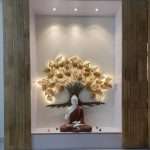 Fiber Buddha Idols with metal tree wall hanging