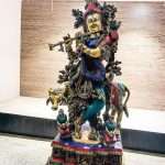 Brass Stone Work Krishna idols for home decor