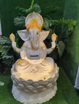 Big Lotus Ganesha  Fiber Indoor Outdoor Fountain with Led Lights for Home Decor and Office Decoration