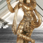 Brass  Standing Krishna Playing Flute For Decor In Antique Finish