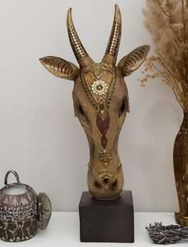 Fiber Decorative Animal Cow Head Art Sculpture for Home Décor (17x4 Inch.)