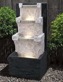 Water Fountain Wall Shape 4 Step Water Fountain for Home Decoration with Light & Water Pump