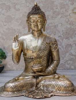 Brass Big Buddha Statue Home Office Garden Décor Corporate Gift Showpiece Idol 30 Inc