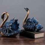 Swan Statue Luxury Creative Couple Swans Sculptures Figurines Desktop