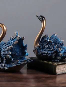 Swan Statue Luxury Creative Couple Swans Sculptures Figurines Desktop