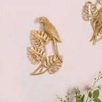 Brass Parrot Monstera tree Wall Decor