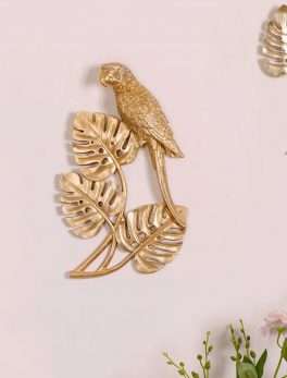 Brass Parrot Monstera tree Wall Decor