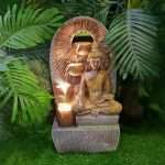 4 Steps Fiber Fountain with Led Lights for Home Decor and Office