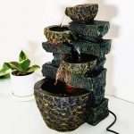 Table Top Indoor Outdoor Water Fall Fountain With Led Lights Home Decor Decoration