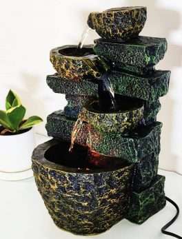 Table Top Indoor Outdoor Water Fall Fountain With Led Lights Home Decor Decoration