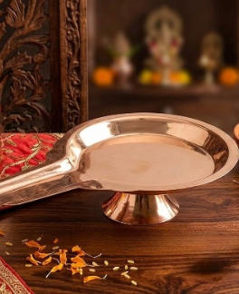 Brass Abhishek Patra Plate Tray Stand for God Idols/Pure Brass Shiva Linga Jaleri with Shivling Stand